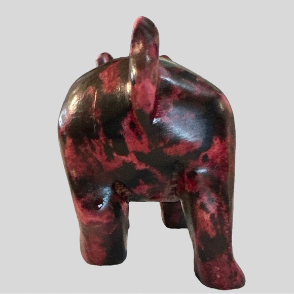 Rhino Hand Carved Wooden in Hues of Red and Black Small Shelf or Table Decor - Picture 6 of 16